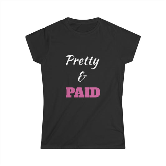 Women's Soft style PAID Tee blk